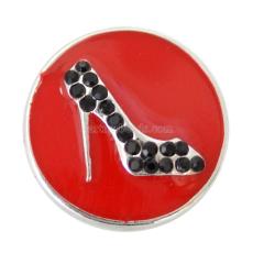20MM high-heeled shoes snaps Silver Plated with red Enamel KB6878 snaps jewelry