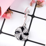 20MM Flower  snap silver  plated DS5137 with  Rhinestone interchangeable snaps jewelry black