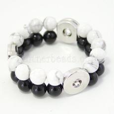 white howlite and black Obsidian bracelets Fit 18/20mm snaps chunks