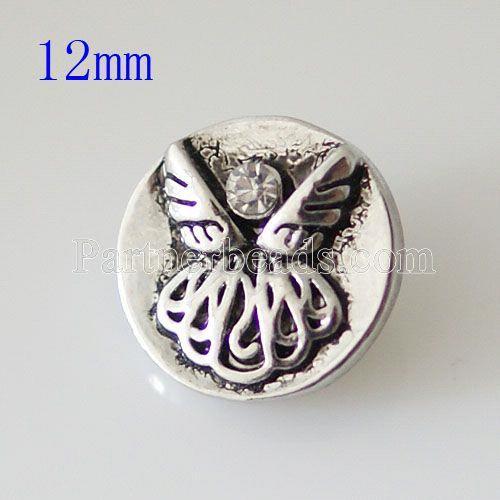 12MM Angel snap Silver Plated with rhinestone KB7215-S snaps jewelry