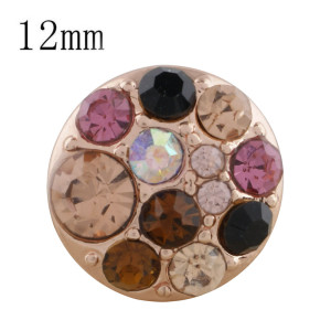 12MM round Rose Gold Plated with colorful rhinestone KS8075-S snaps jewelry