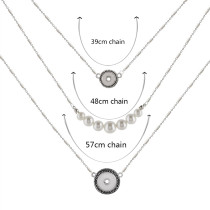 The 46CM pearl necklace with two buttons KC1042 fit chunks snaps jewelry Three parts are detachable
