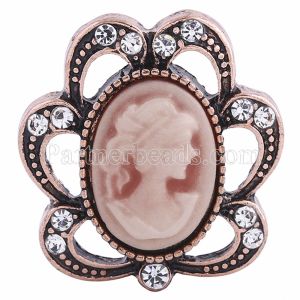 20MM pink snap rose-gold plated with rhinestones KB6217 snaps jewelry
