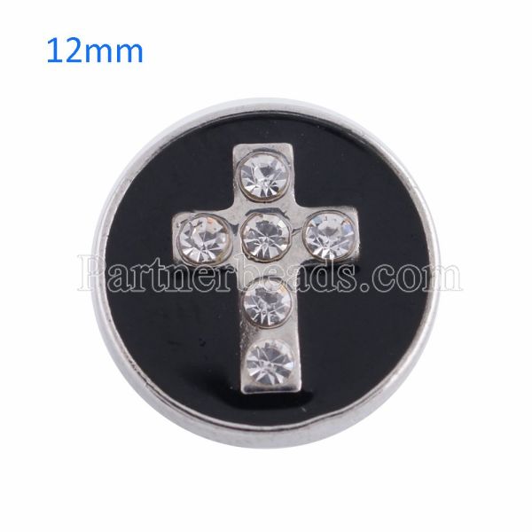 12MM cross snap Antique Silver Plated with rhinestone KS8016-S snaps jewelry