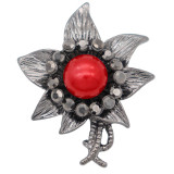 20MM Flowers design snap  Plated  red pearl KC8001 snaps jewelry