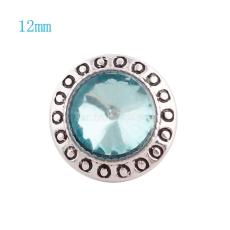 12MM Round snap Silver Plated with light blue rhinestone KS6045-S snaps jewelry