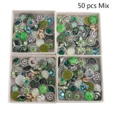 50pcs/lot Snap buttons 20mm Mix Green  Aqua, olive mixmix colors