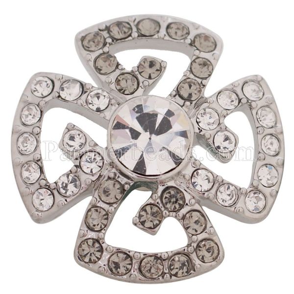 20MM design snap silver plated with white Rhinestone  KC5465 snaps jewelry