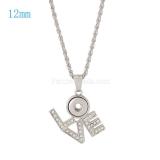 love Pendant of necklace with chain fit 12MM snaps style small chunks jewelry