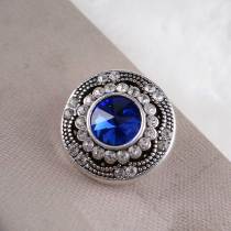 20MM snap round silver plated with deep blue rhinestones  KC6273 interchangable snaps jewelry