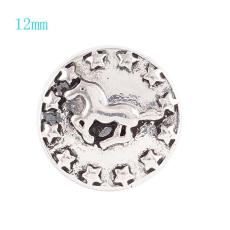 12MM Running horse snap Silver Plated KS6067-S snaps jewelry