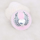20MM love Wing snap silver Plated with pink enamel KC6948 snaps jewelry