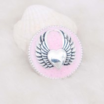 20MM love Wing snap silver Plated with pink enamel KC6948 snaps jewelry