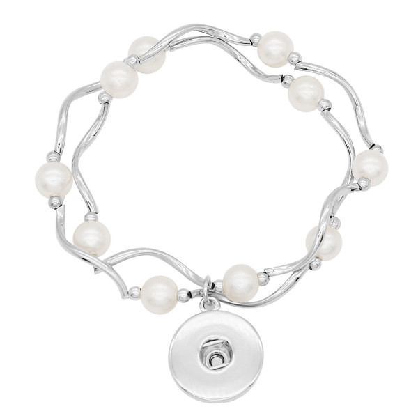 1 buttons With  Adjustable snap Natural Pearl  bracelet fit snaps jewelry KC0841