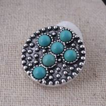 20MM Cross snap Silver Plated with cyan Turquoise KC8568 snaps jewelry