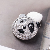 20MM Panda snap Silver Plated with rhinestone and Enamel KB7131 snaps jewelry