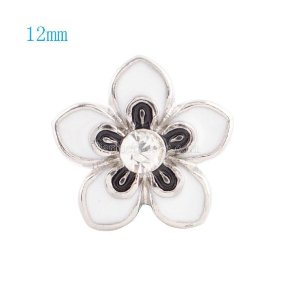 12MM Flower snap Silver Plated with white rhinestone KS6031-S snaps jewelry