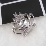 20MM Crown snap Silver plated with white Rhinestones KC6257 snaps jewelry