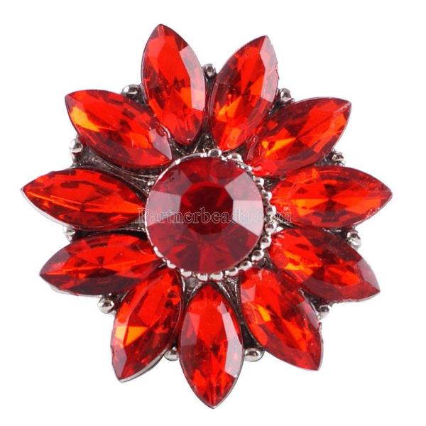 20MM Gear snap Silver Plated with red rhinestone KC9815 snap jewelry