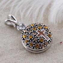 20MM cross snap silver antique plated with orange Rhinestone KC7496 interchangeable snaps jewelry