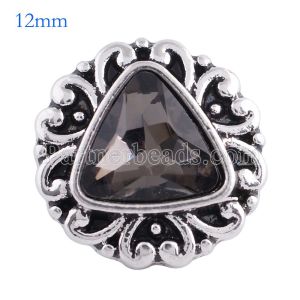 12MM snap Antique Silver Plated with faceted gray crystal KS6077-S snaps jewelry