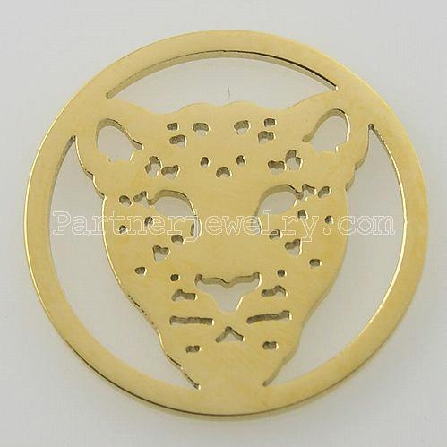 33MM stainless steel coin charms fit  jewelry size leopard