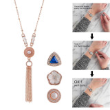 Pendant of rhinestone Rose Gold  Necklace with 80CM chain KS1150-S fit 12mm snaps jewelry