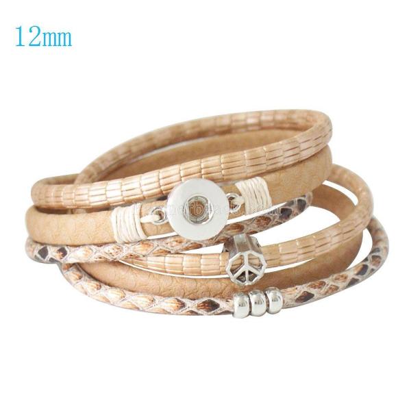 16inch PU leather bracelets fit 12MM snaps chunks