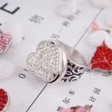 20mm valentine loveheart snaps  with white rhinestone KC4017 snap jewelry