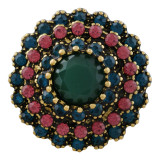 20MM round snap gold Plated with dark green rhinestone KC9862 snaps jewelry