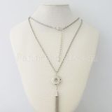 1 buttons snaps metal Necklace with 80CM chain fit 18MM snaps chunks