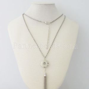 1 buttons snaps metal Necklace with 80CM chain fit 18MM snaps chunks