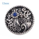 12MM cross faith snap Antique Silver Plated with blue Rhinestone KS6102-S snaps jewelry