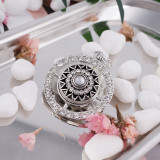 20MM Round snap Antique Silver Plated with white rhinestone KB6164 snaps jewelry