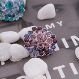 20MM Flower snap silver plated KC5210 with Gradient purple Rhinestones interchangeable snaps jewelry