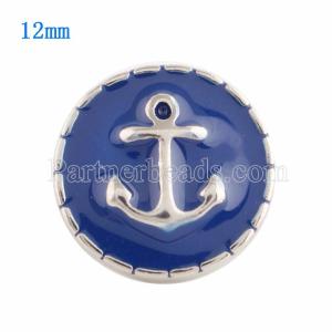 12MM Anchor snap Silver Plated with blue Enamel KS9638-S snaps jewelry