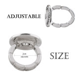 snaps adjustable sliver Ring with rhinestone fit 18mm snap chunks size 2cm