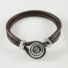 brown real leather new type bracelets fit Small snaps chunks
