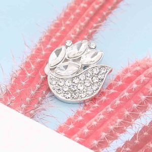 20MM design snap silver Plated with white Rhinestones KC7786 snaps jewerly
