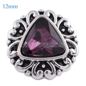 12MM snap Antique Silver Plated with faceted purple crystal KS6081-S snaps jewelry