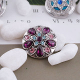 20MM design snap silver Antique plated with purple rhinestone KC5356 snaps jewelry
