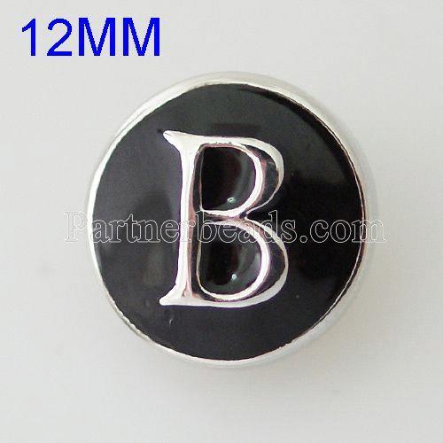 12mm B snaps Antique Silver Plated with enamel KB6662-S snap jewelry