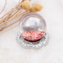 23MM Glossy Spherical Opal rose-red Amber snap Silver Plated with Rhinestone KC7972 snaps jewelry