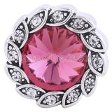 20MM snap Antique Silver plated with rose-red  Rhinestones KC6242 snaps jewelry