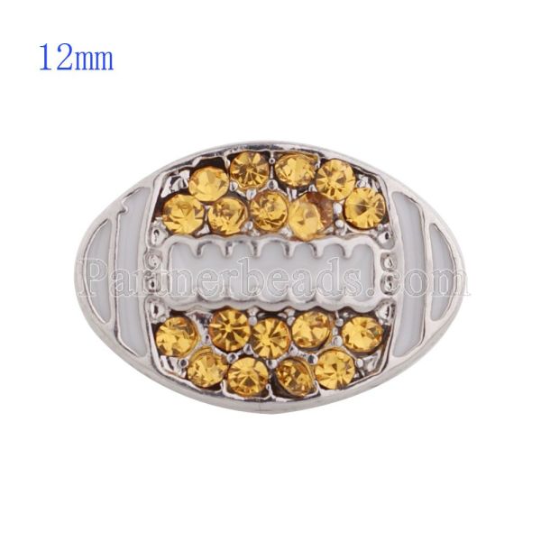 12MM Football snap with yellow Rhinestone and Enamel KS5145-S interchangable snaps jewelry