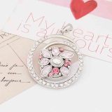 20MM snap Silver Plated with Pink rhinestone KC7863 snaps jewelry