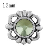 12MM design snap sliver plated with green Rhinestone KS6305-S snaps jewelry