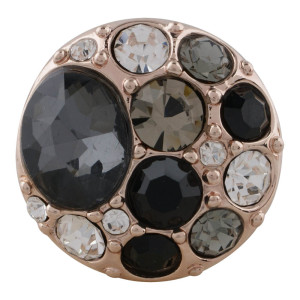 20MM design Rose Gold Plated with black rhinestone KC5641 snaps jewelry