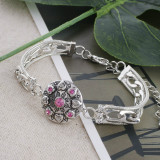 20MM heart snap silver plated with Pink Rhinestone KC5552 snaps jewelry