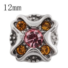 12MM design snap with orange Rhinestone KS5174-S interchangeable snaps jewelry